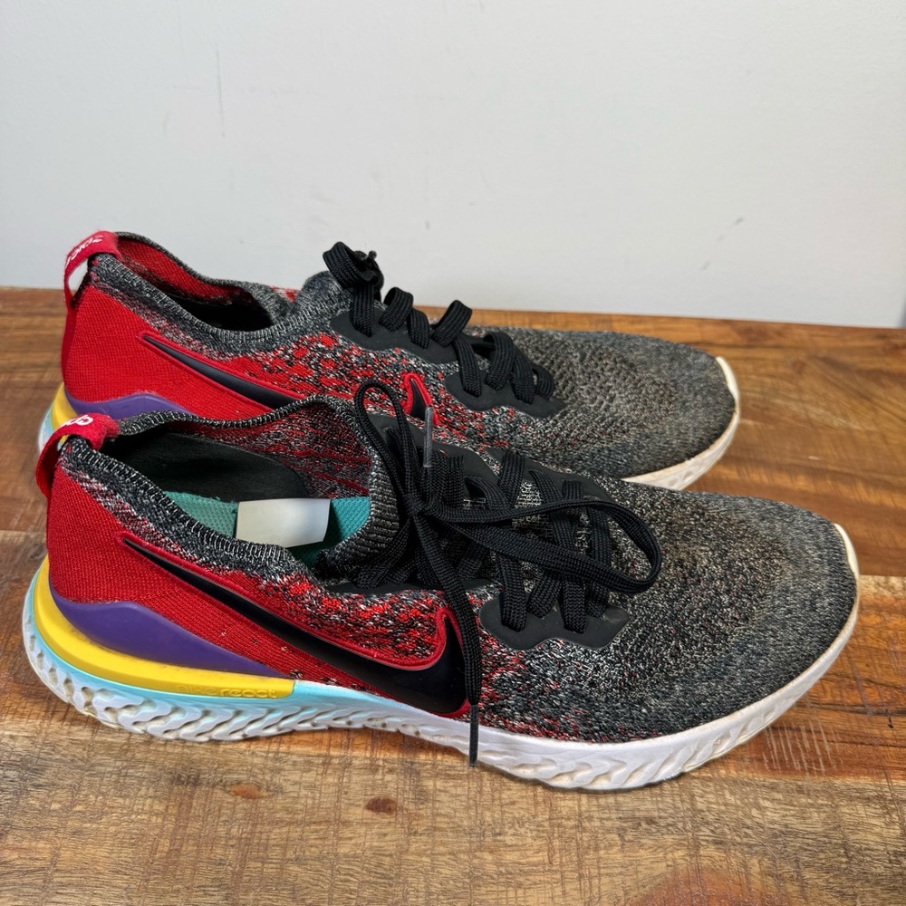 Nike Red and Black Fly Knit Athletic Shoes, Men’s 11